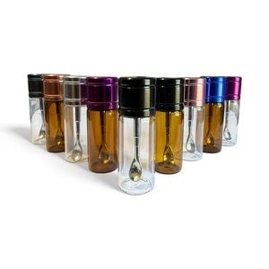 mini glass snuff dispenser with extending spoon scoop for party festival travel